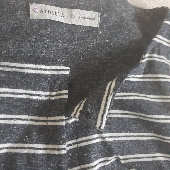 Athleta Women's Size XS Navy White Stripe Vida Sleeveless Linen Blend Dress - Picture 6 of 10